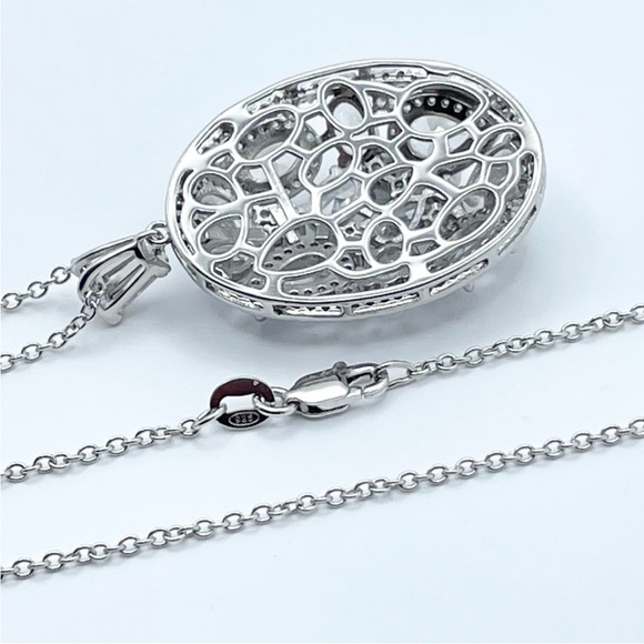 JTV Cubic Zirconia Sterling Silver Pendant Necklace - Flashy Statement - Picture 4 of 10